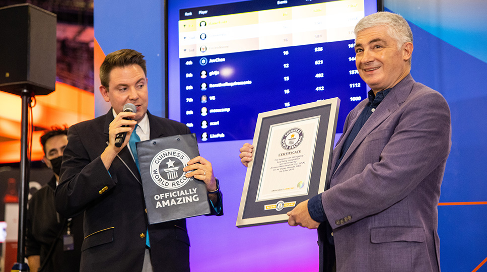 Jeff Barr receiving a Guiness world record